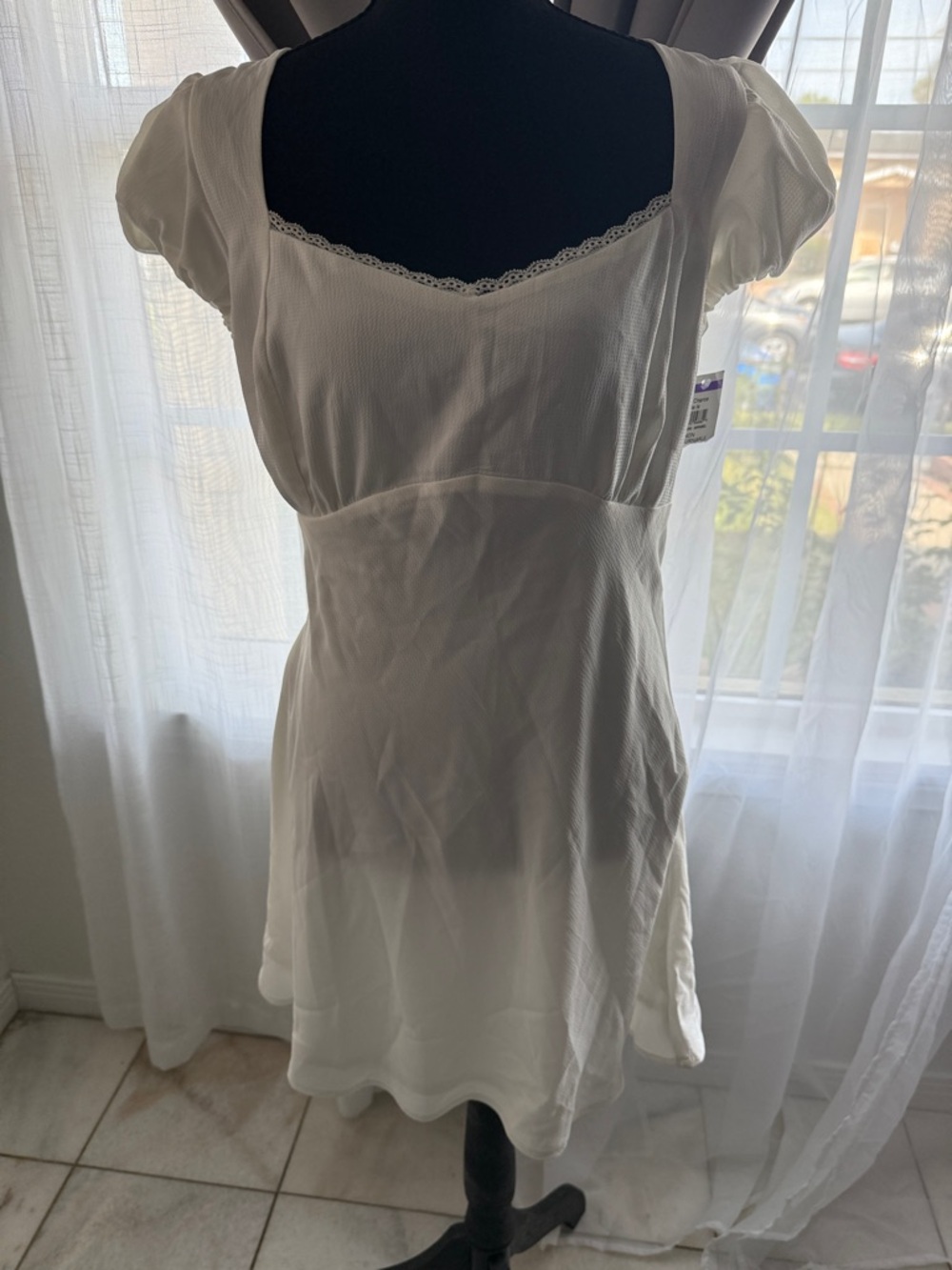 All in Favor White Lace-Trim Chemise Nightdress